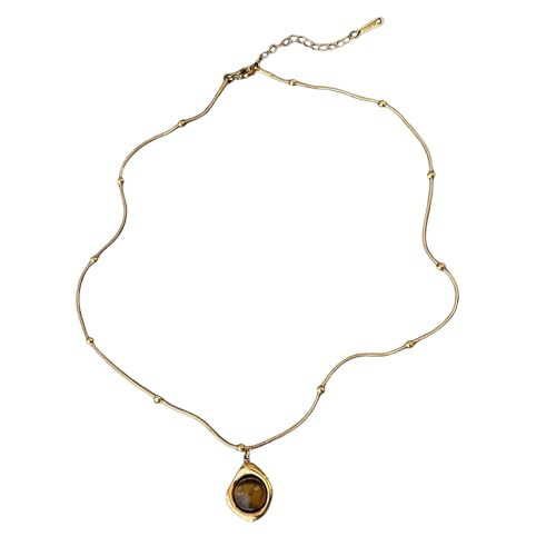 JUNNASALIKER Mode Retro Halskette Echte Farbenfrohe Steinperlen Verstellbare Edelsteine ​​Anhänger Choker Handgefertigt von JUNNASALIKER