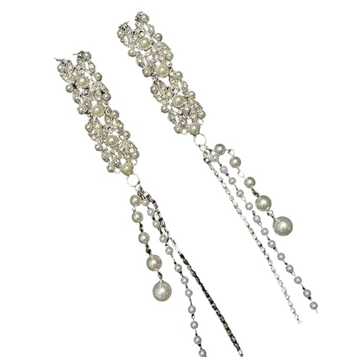JUNNASALIKER Mode Silberne Haarclip Ethnische Haarnadel Mit Strasssteinen Und Perlen Verzierungen Braut Hochzeitshaarzubehör von JUNNASALIKER