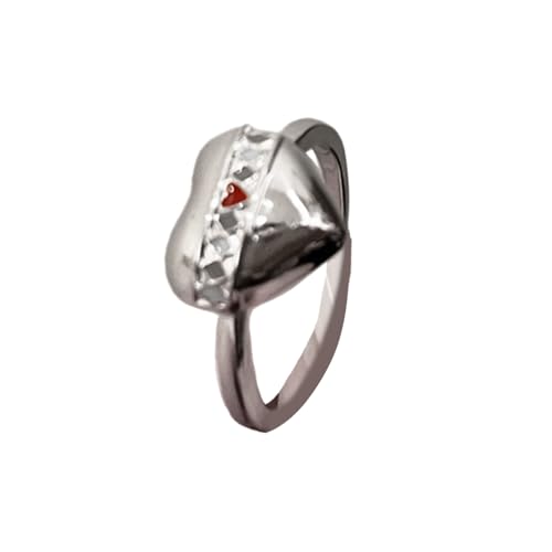 JUNNASALIKER Modische Coole Süße Silberfarbene Farbe Herz Verstellbare Ringe Für Frauen Mädchen Weihnachtsgeschenke Casual Party Accessoire von JUNNASALIKER