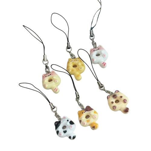 JUNNASALIKER Pack Von 6 Katzen Telefonkette Stilvolle Katzen Anhänger Katzen Telefon Charme Für Eigenheimdekoration Und Urlaubsbaum Hängen von JUNNASALIKER