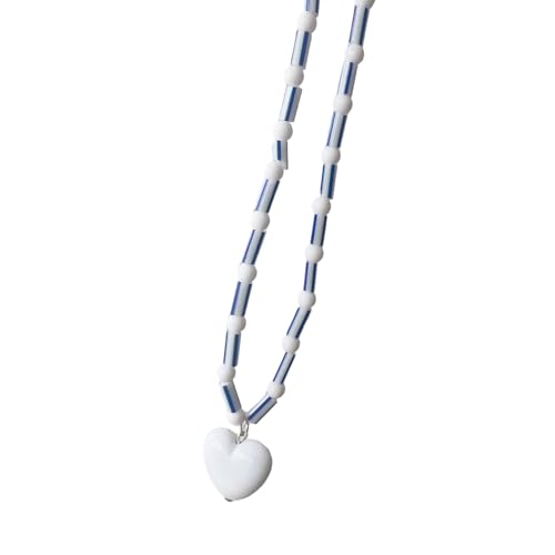 JUNNASALIKER Perlenkette Halskette Herz Anhänger Halskette Herzhals Schmuck Anhänger Halskette Harz Textur Für Jeden Anlass Geeignet von JUNNASALIKER