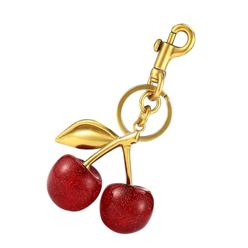 JUNNASALIKER Praktische Cherrys Schlüsselhalter Zubehör Robustes Harz Charme Textur Mit Liebe Kristalle Klasze Tasten Ornament Dekoration von JUNNASALIKER