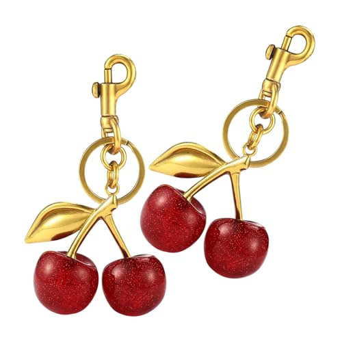 JUNNASALIKER Praktische Cherrys Schlüsselhalter Zubehör Robustes Harz Charme Textur Mit Liebe Kristalle Klasze Tasten Ornament Dekoration von JUNNASALIKER