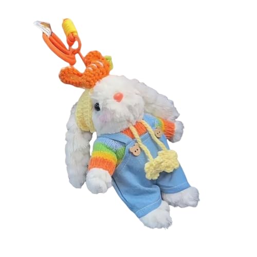 JUNNASALIKER Regenbogen Karotten Kaninchen Keychain Weiche Plüschschlüsselkette Tieranhänger Schlüsselring Hängende Dekoration Stylischer Tasche Charme von JUNNASALIKER