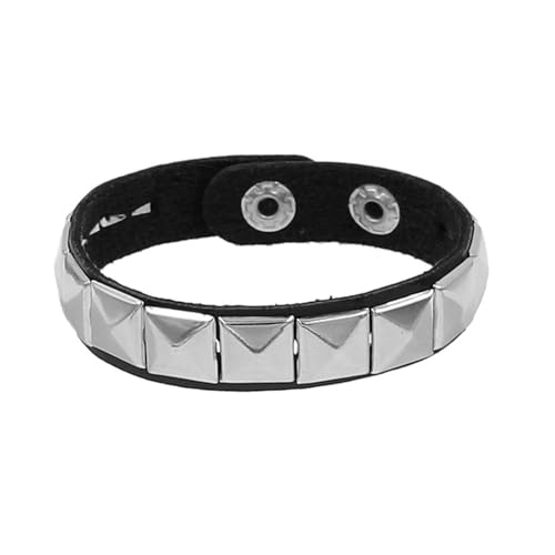JUNNASALIKER Schwarzes Leder Punk Armband Charakteristisches Armband Bequemes Lederarmband Für Musikfestivals Und Partys von JUNNASALIKER