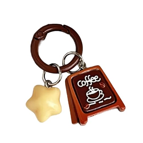 JUNNASALIKER Stylish Star Coffee Kaffee Schlüsselringharz Und Eisenschlüsselkettenanhänger Hängende Verzierungen Dekore Für Taschen Und Schlüsseldekorationen von JUNNASALIKER