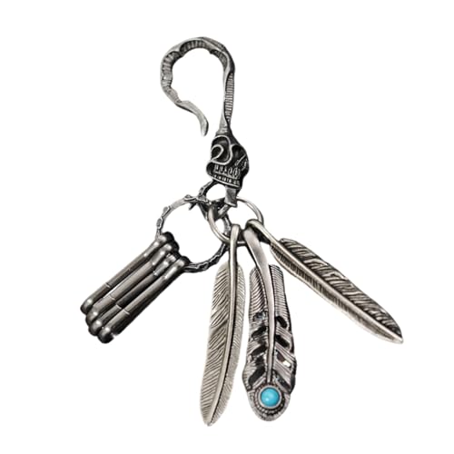 JUNNASALIKER Vintage Styles Ästhetischer Gefiederter Schlüsselbund Anhänger Mit Türkis Kreativen Designs Für Mode Enthusiasten Täglich Gebrauch von JUNNASALIKER