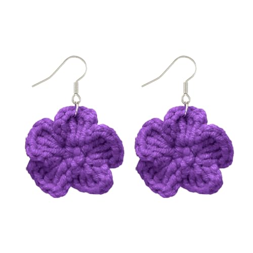 JUNNASALIKER Weiche Und Modische Gestrickte Blumenohrringe Juwely Handgefertigt Strickohrringe Schmücken Köleren Drop Ohrhaken JUNNASALIKER Weiche Und Modische Gestrickte Blumenohrringe Juwely Handgefertigt Strickohrringe Schmücken Köleren Drop Ohrhaken von JUNNASALIKER