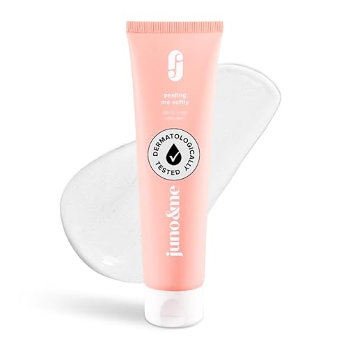 juno & me – Intimate Pre-Shave Peeling: Peeling vor Intimrasur - löst abgestorbene Hautschuppen & beugt eingewachsene Haare vor - mit Aprikosenkernöl & Milchsäure - vegane Intimpflege Damen - 100ml von JUNO & me