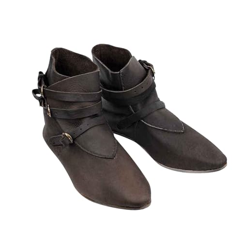 JUNQIAKO Renaissance-Mittelalter-Stiefel für Cosplay, Halloween, Herren, PU-Leder, Piraten-, Gothic-, Wikingerschuhe, gebundene Schuhe für Erwachsene, Braun, 44 EU JUNQIAKO Renaissance-Mittelalter-Stiefel für Cosplay, Halloween, Herren, PU-Leder, Piraten-, Gothic-, Wikingerschuhe, gebundene Schuhe für Erwachsene, Braun, 44 EU von JUNQIAKO