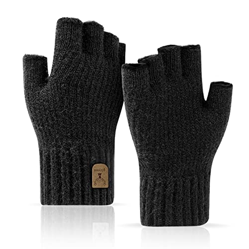 JUNRUI Fingerlose Handschuhe, Handschuhe ohne Finger Winter Warme Strickhandschuhe Arbeiten Camping Wandern Laufen Radfahren Fahren für Herren und Damen von JUNRUI