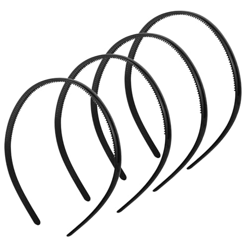 JUNSDUKE 4 Stück Stirnbänder, Kamm-Stirnbänder, Haarbänder mit Zähnen, dünne dünne Stirnbänder für Frauen und Mädchen (Schwarz, Medium) von JUNSDUKE