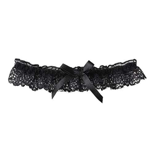 JUNYY Braut Hochzeit Spitze Blumen Prinzessin Oberschenkelringe Stretch Strumpfband Zubehör Choker Beinringe Für Frauen Mädchen (Schwarz), Einheitsgröße von JUNYY