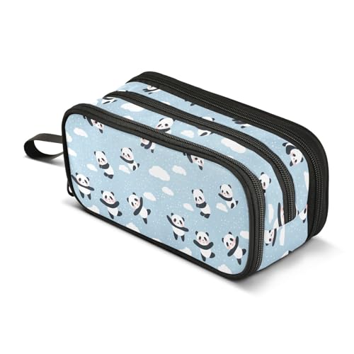 JUNZAN Federmäppchen Panda Regen Punkte Wolke Große Kapazität Federmäppchen Stifttasche Student Schreibwaren Bürobedarf Geschenk für Teenager Mädchen Jungen von JUNZAN