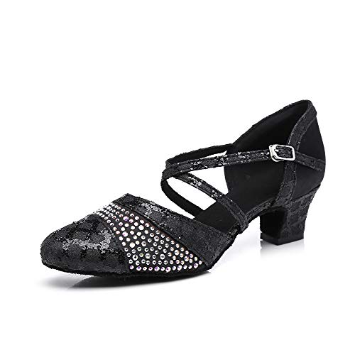 JUODVMP Damen Ballroom Tanzschuhe Geschlossene Zehe Strass Standard Latein Salsa Tango Bachata Performance Tanzschuhe 4.5cm Absatz Modell YCL412,38 EU von JUODVMP