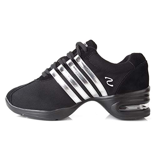 JUODVMP Damen Dance Sneakers Schwarz Schnürschuhe Atmungsaktiv Leichte Moderne Jazz Ballsaal Athletic Gehender Tanz Schuhe Modell T01, 41 EU von JUODVMP