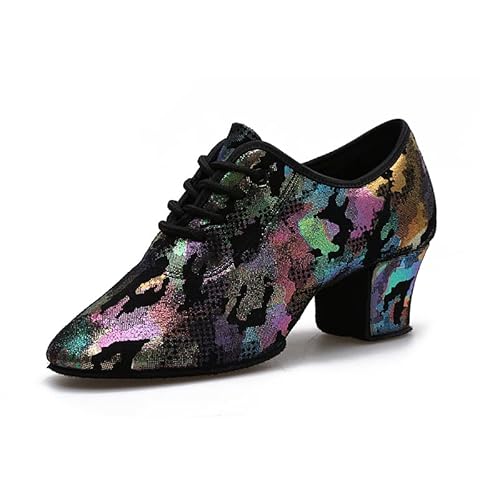 JUODVMP Bunte Tanzschuhe Latin Jazz Damen Lehre Leistung Standard Ballroom Dance Schuhe,39 EU von JUODVMP