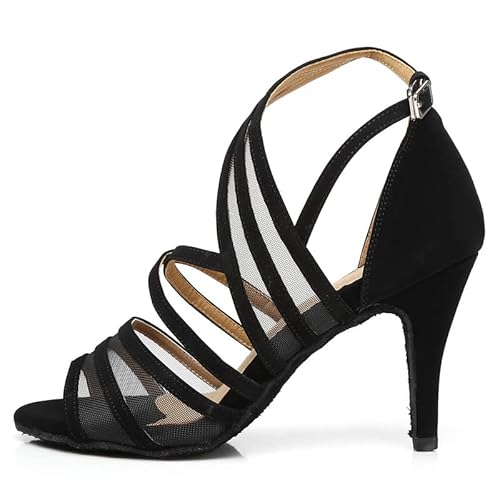 JUODVMP Damen Latein Tanzschuhe Standard Salsa Praxis Leistung Tanzschuhe 8.5cm Hoher Absatz YCL300, 39EU von JUODVMP