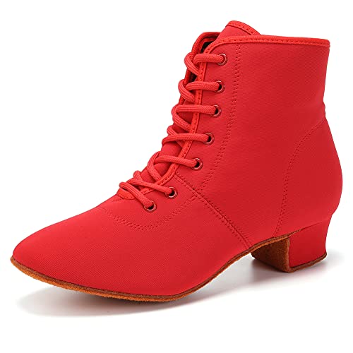 JUODVMP Damen Lateinischer Gesellschaftstanz Schuhe Übung mit Schnürung Lehrleistung Modern Salsa Tanzstiefel Hohe Spitze Wildleder Volle Sohle Niedriger Absatz 3,5cm, 38 EU JUODVMP Damen Lateinischer Gesellschaftstanz Schuhe Übung mit Schnürung Lehrleistung Modern Salsa Tanzstiefel Hohe Spitze Wildleder Volle Sohle Niedriger Absatz 3,5cm, 38 EU von JUODVMP