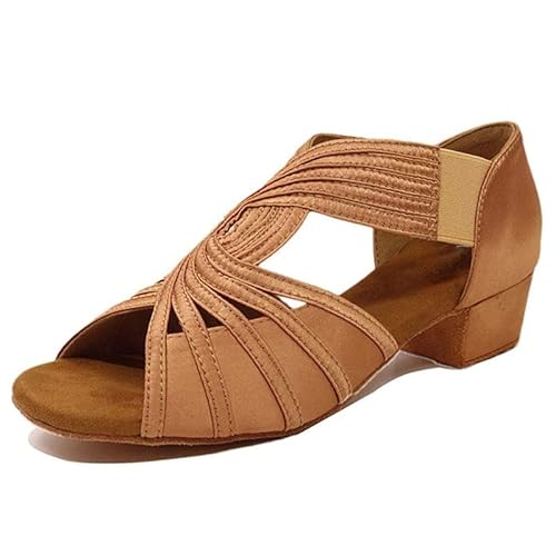 JUODVMP Damen Slipon Latein Tanzschuhe Braun Moderne Salsa Tango Ballsaal Bachata Performance Hochzeit 3cm Absätze,Modell D5,37.5EU JUODVMP Damen Slipon Latein Tanzschuhe Braun Moderne Salsa Tango Ballsaal Bachata Performance Hochzeit 3cm Absätze,Modell D5,37.5EU von JUODVMP