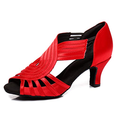 JUODVMP Damen Slipon Latein Tanzschuhe Rot Moderne Salsa Tango Ballsaal Bachata Performance Hochzeit 6cm Absätze,Modell D5,40.5EU JUODVMP Damen Slipon Latein Tanzschuhe Rot Moderne Salsa Tango Ballsaal Bachata Performance Hochzeit 6cm Absätze,Modell D5,40.5EU von JUODVMP