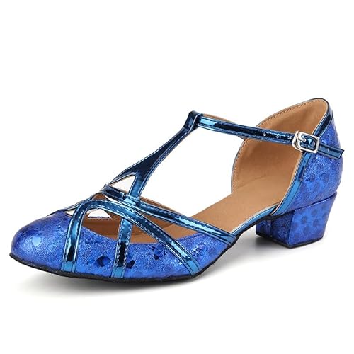 JUODVMP Frauen Latin Salsa Tanzschuhe Geschlossener Zeh Moderner Tango Cha-cha Gesellschaftstanzschuhe Hochzeitsfeier 3 cm Absatz Modell 070-C,43 EU von JUODVMP