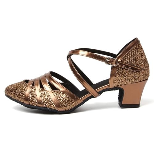 JUODVMP Frauen Latin Salsa Tanzschuhe Geschlossener Zeh Moderner Tango Cha-cha Gesellschaftstanzschuhe Hochzeitsfeier 4.5cm Absatz Modell 053,40 EU von JUODVMP