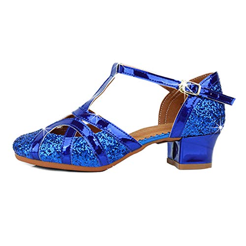 JUODVMP Geschlossene Zehe Latin Tanzschuhe Mädchen Glitter Ballsaal Tanzschuhe Salsa Schuhe 3,5 cm niedriger Absatz Modell WX-CT-TX53-3, 35 EU von JUODVMP
