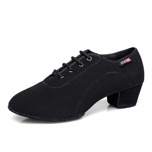 JUODVMP Herren Latin Jazz Tanzschuhe Schwarz Leder Modern Salsa Tango Ballsaal Übungsschuhe 3,5 cm Absatz Modell 2201,38 EU von JUODVMP