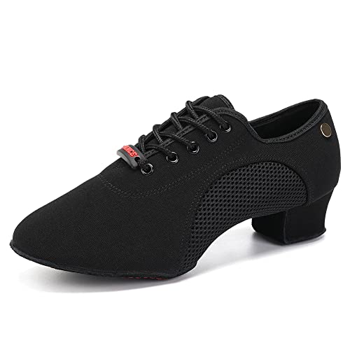 JUODVMP Latein Jazz Tanzschuhe Modern Damen Geschlossene Lehrleistung Standard Gesellschaftstanzschuhe Schnürung 3,5 cm Absatz Modell 902,36.5 EU von JUODVMP