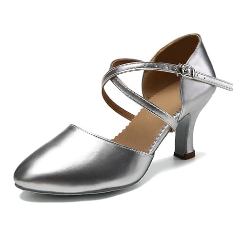 JUODVMP Latein Tanzschuhe Geschlossene Zehe Damen Latein Tanzschuhe Ballerina Tango Modern Walzer Ballerina Performance Hochzeit Modell 188, 43EU von JUODVMP