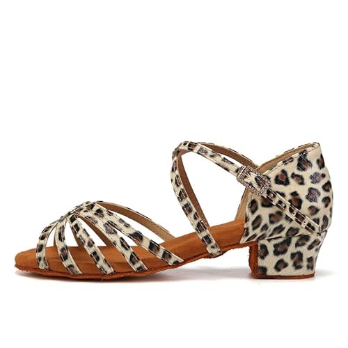 JUODVMP Mädchen Latin Dance Schuhe Schwarz Satin Ballsaal Tango Salsa Übungsparty Ballsaal Tanzschuhe Modell 601, 36.5 EU von JUODVMP