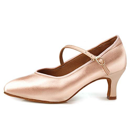 JUODVMP Scarpe da Ballo per Feste da Ballo Con Cinturino alla Caviglia Con Cinturino alla Caviglia in Raso Con Punta Chiusa,Modell-WX138-6.5,hell beige,EU 38 von JUODVMP