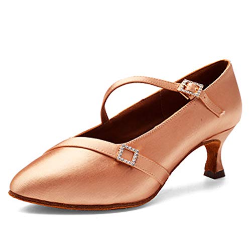 Latin Dance Schuhe Closed Toe Damen Standard Tanzschuhe Moderne Mary Jane Samba Charakter Salsa Moderne Gesellschaftstanzschuhe, EU 37.5 von JUODVMP