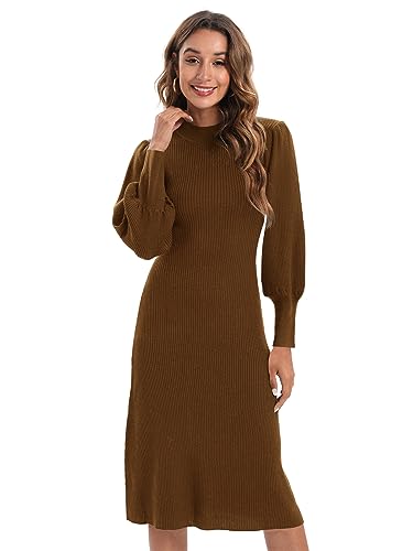 JUOIANTANG Strickkleid Damen Lang Pulloverkleid Winterkleid Longpullover für Damen Damen Strickkleider Wickelkleid Langarm Damen XS-XXL von JUOIANTANG