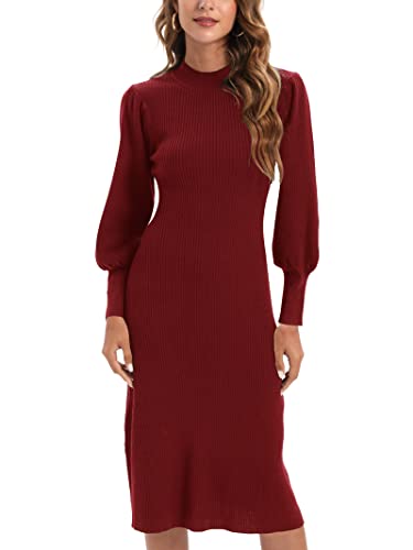 JUOIANTANG Strickkleid Damen Lang Pulloverkleid Winterkleid Longpullover für Damen Damen Strickkleider Wickelkleid Langarm Damen XS-XXL von JUOIANTANG