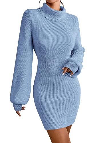 JUOIANTANG Knitted Dress Winter Bayan Elbiseleri Strickkleid Damen Knielang Blau XS von JUOIANTANG