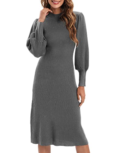 JUOIANTANG Strickkleid Damen Lang Pulloverkleid Winterkleid Longpullover für Damen Damen Strickkleider Wickelkleid Langarm Damen XS-XXL von JUOIANTANG