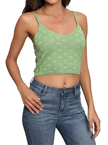 JUOIANTANG Women Tank Top Damen Racerback Sexy Sport Tops für Club mit Kleine Löcher und Spaghettiträger Hellgrün S von JUOIANTANG