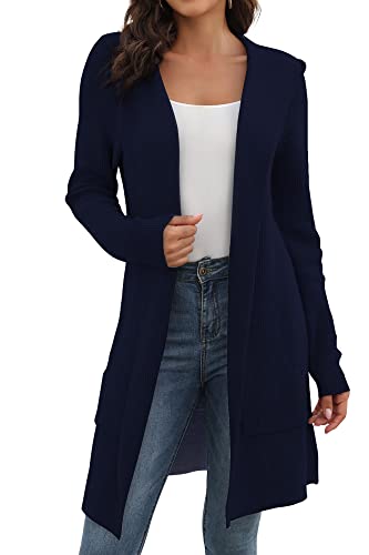 JUOIANTANG Womens Lässig Long Hooded Cardigans Pocket für Frühling Gestrickte Jacken Lang Ärmel Strickjacke Borland XL von JUOIANTANG