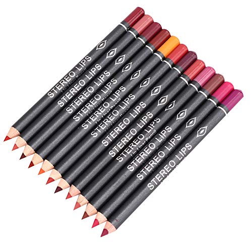 12 Farben Lip Liner Set Professional Matte Eyeliner Bleistift Set Soft Lip Pen mit hohem Farbbildschirm Wasserdicht Lip Liner Make-up Set von JUOPZKENN