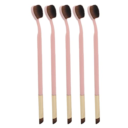 5 x Zahnbürsten-Lidschatten-Pinsel, doppelseitiger Make-up-Pinsel, weiches Haar, tragbarer rosa Griff, Augen-Make-up-Pinsel, Make-up-Werkzeug für präzises Auftragen und makelloses Verblenden, von JUOPZKENN