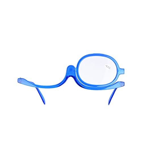 Blaue Vergrößerungs-Make-up-Brille, Augen-Make-up-Brille, einzelne Linse, rotierende Make-up-Brille, unverzichtbares Make-up-Werkzeug für Damen (Blau #3) von JUOPZKENN