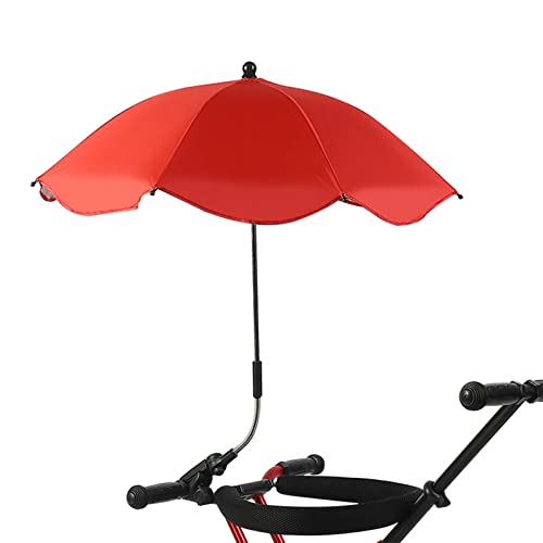 Stuhlschirm mit Universalklemme, Verstellbarer Kinderwagen-Regenschirm, Sonnenschirm mit Klemme, Strandkorb-Sonnenschirm, Rollstuhl-Regenschirm, Clip-on-Regenschirm für Terrassenstuhl, Golfwagen(Rot) von JUOPZKENN