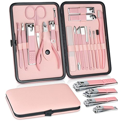 JUPELI Maniküre Set, Nagelpflegeset, Nagelknipser Set Nagelknipser Kit Set, Nagelset Maniküre Set Damen, Edelstahl Pediküre Set, Nagelpflege Werkzeuge, Nagelschere Grooming Kit (Rosa) von JUPELI