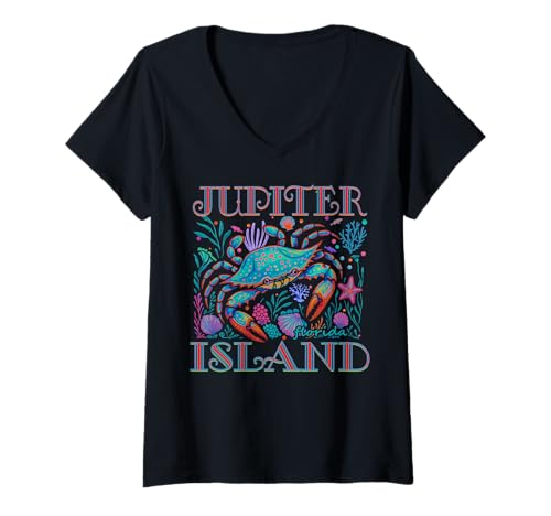 Damen Jupiter Island Florida Blaue Krabbe Sommer Strand Urlaub Geschenke T-Shirt mit V-Ausschnitt Damen Jupiter Island Florida Blaue Krabbe Sommer Strand Urlaub Geschenke T-Shirt mit V-Ausschnitt von JUPITER ISLAND FLORIDA BLUE CRAB VACATION
