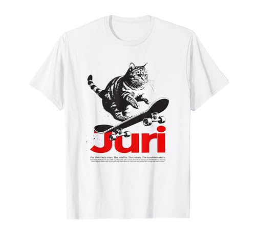 JURI - Schöner Jungen Name mit Katze & Skateboard T-Shirt JURI - Schöner Jungen Name mit Katze & Skateboard T-Shirt von JURI Sohn Enkel Geburtstag Geschenkideen
