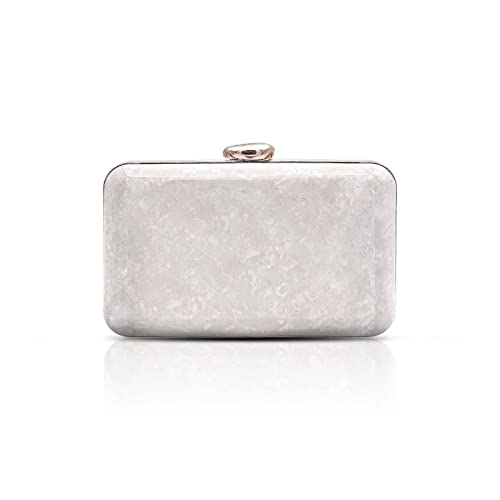 JURLEA Damen Streamer Clutch Bag Abendgesellschaft Handtaschen Diamant Abendkleid Clutches Kette Umhängetasche Glitter Hochzeit Prom Tote Wallet (Perlweiss) von JURLEA