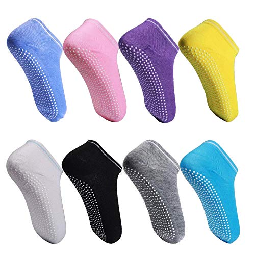 8 Paare Yoga Socken Stopppersocken Damen, Antirutschsocken Rutschsocken ABS Socken Haussocken für Erwachsene Frauen, Anti Rutsch Socken Damen Sportsocken für Yoga Pilates Gymnastik Trampolin Fitness von Aoblok