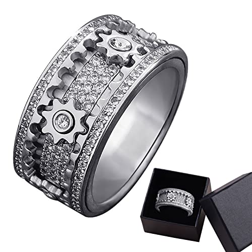 JUSGTPS Handmade Diamond Ornate Geometric 3D Band Ring - Pure Handmade Gear Spinning Full Diamond Starry Ring JUSGTPS Handmade Diamond Ornate Geometric 3D Band Ring - Pure Handmade Gear Spinning Full Diamond Starry Ring von JUSGTPS